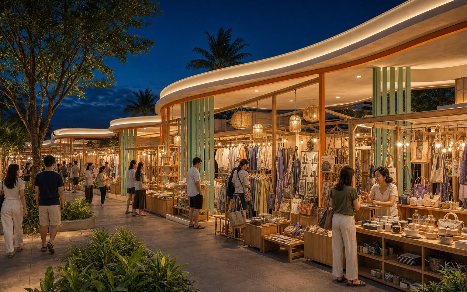 Illustrative Tinung scene: spaces that invite exploration. One of the existing architectural studies for welcoming retail lanes, intimate discoveries and cohesive market structures.